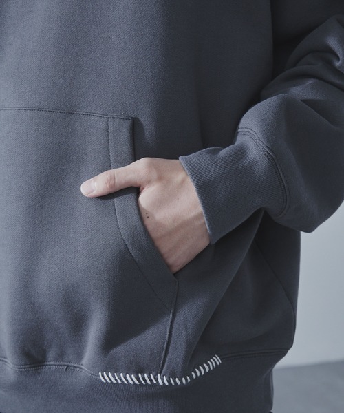 SLICK（スリック）の「【SLICK/スリック】Compact Fleece Embroidery Sweat Pull Parka/コンパクトフリースエンブロイダリープルパーカー / ヘビィーウェイト（パーカー・メンズ・ブラック/ライトグレー/スミクロ・1/2/3）」の22枚目の写真