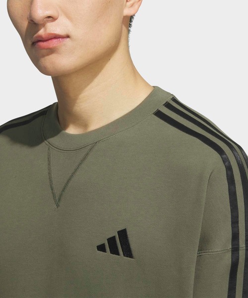adidas(アディダス)の「エッセンシャルズ プラス ルーズフィット スリーストライプス フレンチテリー スウェットシャツ / トレーナー / アディダス adidas(スウェット・メンズ・グレー/ブルー/カーキ/ブラック・XX-LARGE/3XL/LARGE/MEDIUM/SMALL/X-LARGE/X-SMALL)」の14枚目の写真