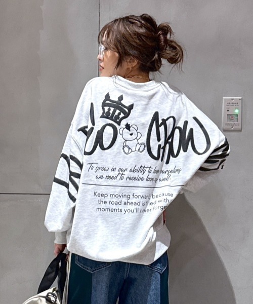 RODEO CROWNS WIDE BOWL（ロデオクラウンズワイドボウル）の「BRIDGE BEARスウェットトップス（スウェット・レディース・ブラック/ブラウン/オフホワイト/ピンク/グレー×ホワイト・FREE）」の4枚目の写真