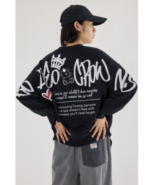 RODEO CROWNS WIDE BOWL（ロデオクラウンズワイドボウル）の「BRIDGE BEARスウェットトップス（スウェット・レディース・ブラック/ブラウン/オフホワイト/ピンク/グレー×ホワイト・FREE）」の13枚目の写真