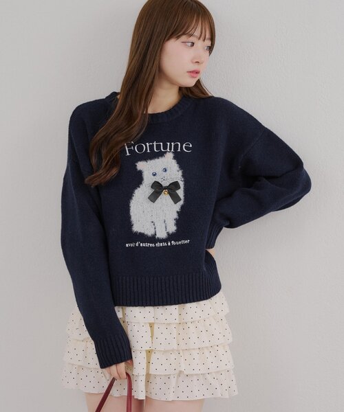 Another Branch olive des olive(アナザーブランチオリーブデオリーブ)の「こだわりのアニマルニット(ニット/セーター・レディース・ボルドー/ネイビー/アイボリー/トップグレー/ピンク/サックスブルー・FREE)」の8枚目の写真