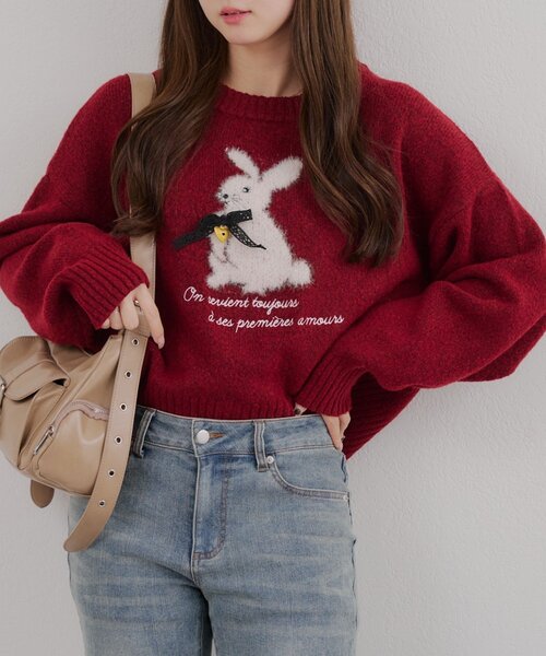 Another Branch olive des olive(アナザーブランチオリーブデオリーブ)の「こだわりのアニマルニット(ニット/セーター・レディース・ボルドー/ネイビー/アイボリー/トップグレー/ピンク/サックスブルー・FREE)」の10枚目の写真