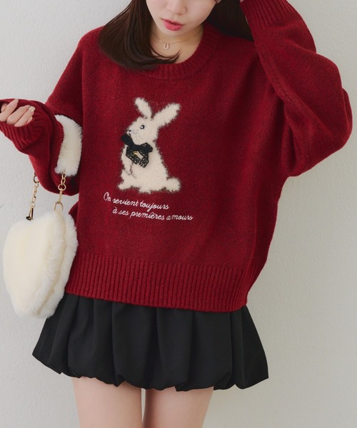 Another Branch olive des olive(アナザーブランチオリーブデオリーブ)の「こだわりのアニマルニット(ニット/セーター・レディース・ボルドー/ネイビー/アイボリー/トップグレー/ピンク/サックスブルー・FREE)」の17枚目の写真