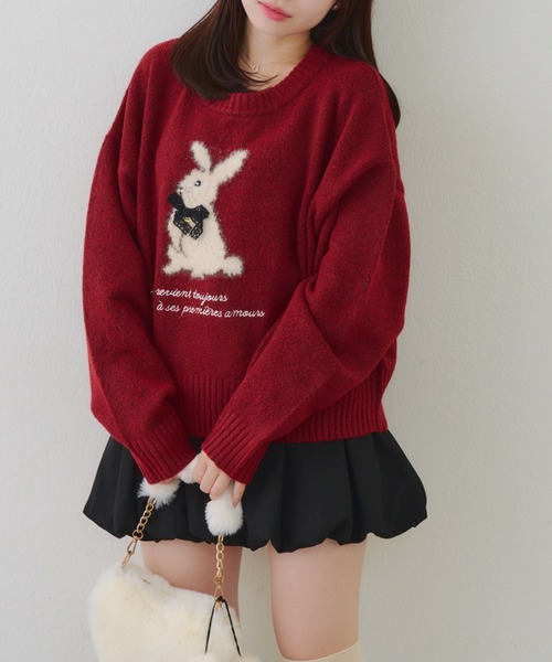 Another Branch olive des olive(アナザーブランチオリーブデオリーブ)の「こだわりのアニマルニット(ニット/セーター・レディース・ボルドー/ネイビー/アイボリー/トップグレー/ピンク/サックスブルー・FREE)」の15枚目の写真