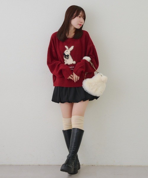 Another Branch olive des olive(アナザーブランチオリーブデオリーブ)の「こだわりのアニマルニット(ニット/セーター・レディース・ボルドー/ネイビー/アイボリー/トップグレー/ピンク/サックスブルー・FREE)」の13枚目の写真