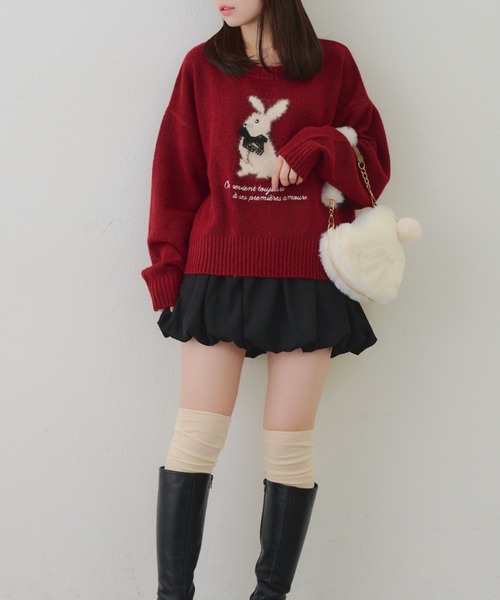 Another Branch olive des olive(アナザーブランチオリーブデオリーブ)の「こだわりのアニマルニット(ニット/セーター・レディース・ボルドー/ネイビー/アイボリー/トップグレー/ピンク/サックスブルー・FREE)」の12枚目の写真
