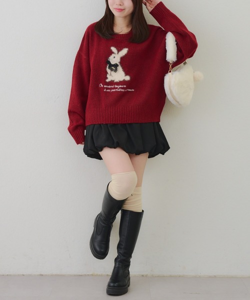 Another Branch olive des olive(アナザーブランチオリーブデオリーブ)の「こだわりのアニマルニット(ニット/セーター・レディース・ボルドー/ネイビー/アイボリー/トップグレー/ピンク/サックスブルー・FREE)」の11枚目の写真
