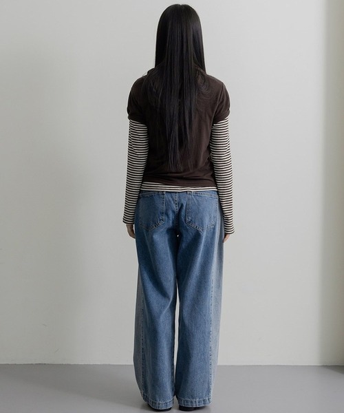 3.3 Field Trip （3.3フィールドトリップ）の「3.3 Field Trip／ツートンデニムパンツ（デニムパンツ・レディース・ブラック/ブルー・SMALL）」の17枚目の写真