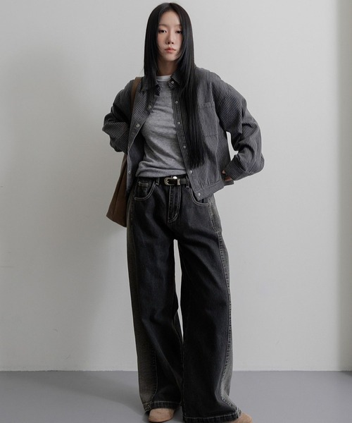 3.3 Field Trip （3.3フィールドトリップ）の「3.3 Field Trip／ツートンデニムパンツ（デニムパンツ・レディース・ブラック/ブルー・SMALL）」の14枚目の写真