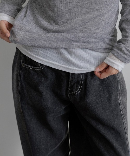 3.3 Field Trip （3.3フィールドトリップ）の「3.3 Field Trip／ツートンデニムパンツ（デニムパンツ・レディース・ブラック/ブルー・SMALL）」の7枚目の写真