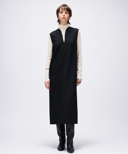 cloenc(クロエンス)の「【マシンウォッシュ】キーネックジャンパースカート(ワンピース・レディース・ブラック/ダークブラウン/ボルドー・02/01/03)」の4枚目の写真