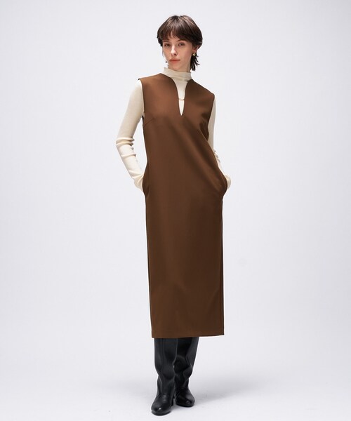 cloenc(クロエンス)の「【マシンウォッシュ】キーネックジャンパースカート(ワンピース・レディース・ブラック/ダークブラウン/ボルドー・02/01/03)」の9枚目の写真