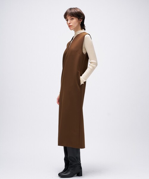 cloenc(クロエンス)の「【マシンウォッシュ】キーネックジャンパースカート(ワンピース・レディース・ブラック/ダークブラウン/ボルドー・02/01/03)」の10枚目の写真