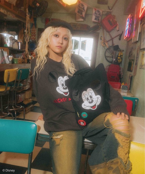 Disney/ディズニー/ミッキーマウス】サテン刺しゅうニット（ニット