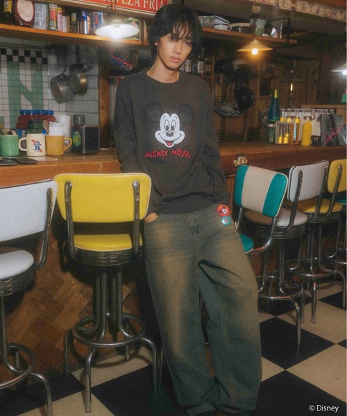 Disney/ディズニー/ミッキーマウス】サテン刺しゅうニット（ニット