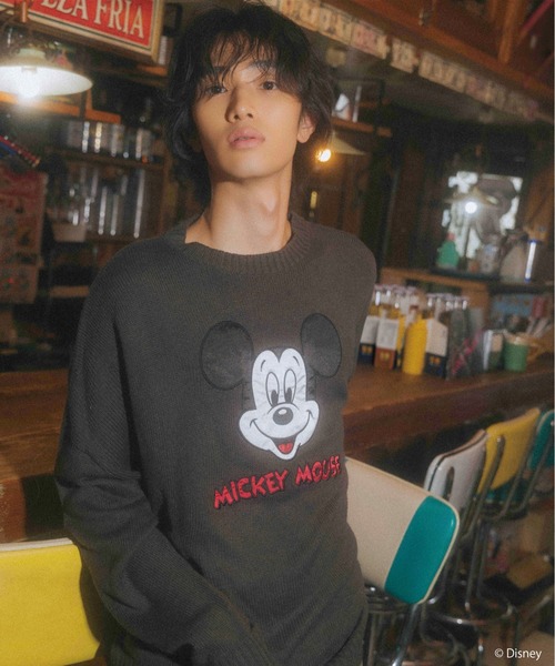 Disney/ディズニー/ミッキーマウス】サテン刺しゅうニット（ニット