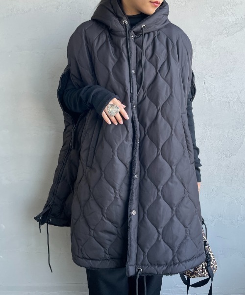 WEB限定】[TAION/タイオン] MILITARY キルティングダウンケープ