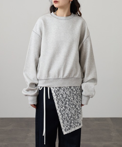 hunch(ハンチ)の「hunch シャイニー糸ステッチ プルオーバー(Tシャツ/カットソー・レディース・杢グレー/チャコール/オートミール・FREE)」の6枚目の写真