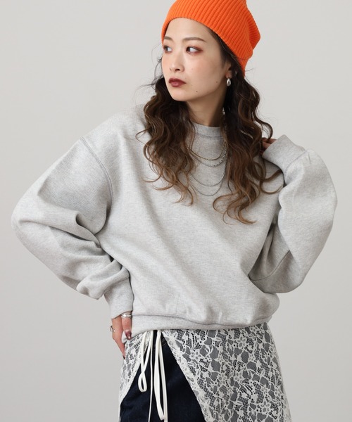 hunch(ハンチ)の「hunch シャイニー糸ステッチ プルオーバー(Tシャツ/カットソー・レディース・杢グレー/チャコール/オートミール・FREE)」の7枚目の写真