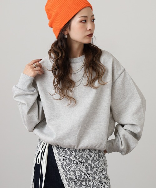 hunch(ハンチ)の「hunch シャイニー糸ステッチ プルオーバー(Tシャツ/カットソー・レディース・杢グレー/チャコール/オートミール・FREE)」の9枚目の写真