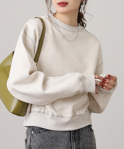 hunch(ハンチ)の「hunch シャイニー糸ステッチ プルオーバー(Tシャツ/カットソー・レディース・杢グレー/チャコール/オートミール・FREE)」の11枚目の写真
