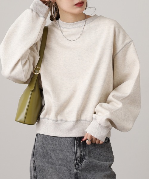 hunch(ハンチ)の「hunch シャイニー糸ステッチ プルオーバー(Tシャツ/カットソー・レディース・杢グレー/チャコール/オートミール・FREE)」の12枚目の写真