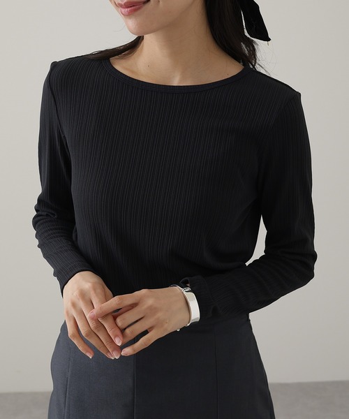 DAYRA(デイラ)の「ランダム リブ ストレッチ 長袖 カットソー(Tシャツ/カットソー・レディース・チャコールグレー・S/FREE)」の1枚目の写真