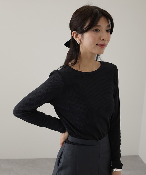 DAYRA(デイラ)の「ランダム リブ ストレッチ 長袖 カットソー(Tシャツ/カットソー・レディース・チャコールグレー・S/FREE)」の5枚目の写真