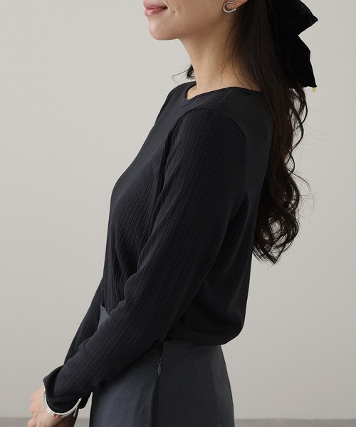 DAYRA(デイラ)の「ランダム リブ ストレッチ 長袖 カットソー(Tシャツ/カットソー・レディース・チャコールグレー・S/FREE)」の7枚目の写真