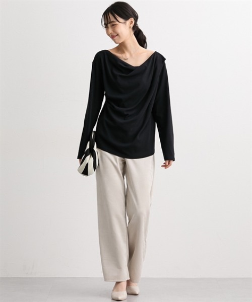 nissen（ニッセン）の「カシュクールカットソートップス＜大きいサイズ有＞（Tシャツ/カットソー・レディース・ベージュ/ボルドー/杢グレー/ブラック・LL/S/M/L）」の9枚目の写真