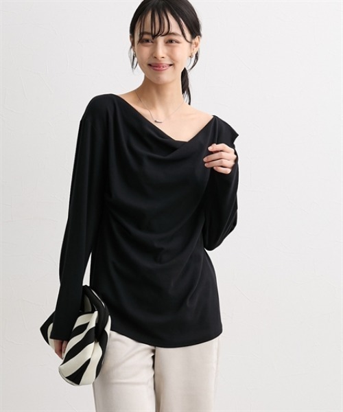 nissen（ニッセン）の「カシュクールカットソートップス＜大きいサイズ有＞（Tシャツ/カットソー・レディース・ベージュ/ボルドー/杢グレー/ブラック・LL/S/M/L）」の12枚目の写真