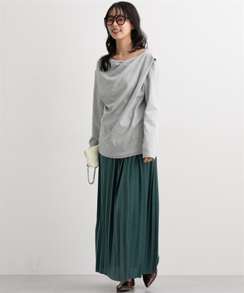 nissen（ニッセン）の「カシュクールカットソートップス＜大きいサイズ有＞（Tシャツ/カットソー・レディース・ベージュ/ボルドー/杢グレー/ブラック・LL/S/M/L）」の13枚目の写真