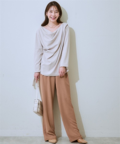 nissen（ニッセン）の「カシュクールカットソートップス＜大きいサイズ有＞（Tシャツ/カットソー・レディース・ベージュ/ボルドー/杢グレー/ブラック・LL/S/M/L）」の18枚目の写真