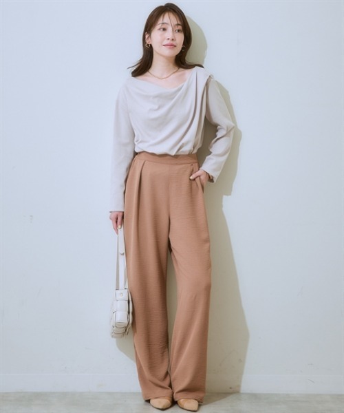 nissen（ニッセン）の「カシュクールカットソートップス＜大きいサイズ有＞（Tシャツ/カットソー・レディース・ベージュ/ボルドー/杢グレー/ブラック・LL/S/M/L）」の19枚目の写真