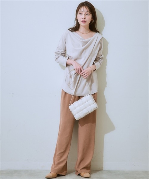 nissen（ニッセン）の「カシュクールカットソートップス＜大きいサイズ有＞（Tシャツ/カットソー・レディース・ベージュ/ボルドー/杢グレー/ブラック・LL/S/M/L）」の20枚目の写真