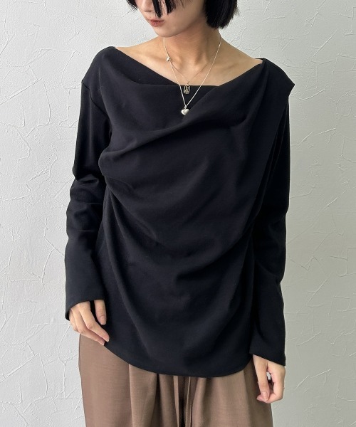 nissen（ニッセン）の「カシュクールカットソートップス＜大きいサイズ有＞（Tシャツ/カットソー・レディース・ベージュ/ボルドー/杢グレー/ブラック・LL/S/M/L）」の7枚目の写真