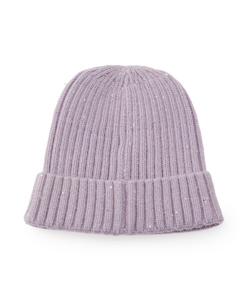 SHOO・LA・RUE（シューラルー）の「スパンコールリブニット帽（ニットキャップ/ビーニー・レディース・パープル/アイボリー/ブラック/グレー・00）」の4枚目の写真