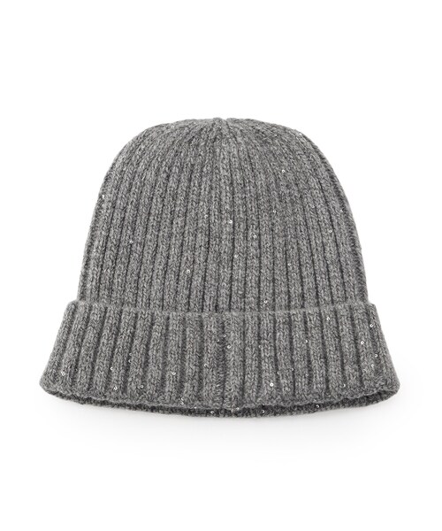 SHOO・LA・RUE（シューラルー）の「スパンコールリブニット帽（ニットキャップ/ビーニー・レディース・パープル/アイボリー/ブラック/グレー・00）」の3枚目の写真