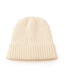 スパンコールリブニット帽
