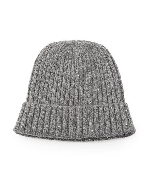 SHOO・LA・RUE（シューラルー）の「スパンコールリブニット帽（ニットキャップ/ビーニー・レディース・パープル/アイボリー/ブラック/グレー・00）」の7枚目の写真