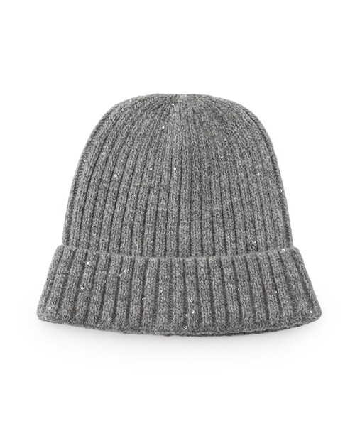 SHOO・LA・RUE（シューラルー）の「スパンコールリブニット帽（ニットキャップ/ビーニー・レディース・パープル/アイボリー/ブラック/グレー・00）」の6枚目の写真