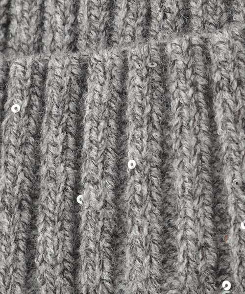 SHOO・LA・RUE（シューラルー）の「スパンコールリブニット帽（ニットキャップ/ビーニー・レディース・パープル/アイボリー/ブラック/グレー・00）」の5枚目の写真