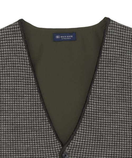 BRICK HOUSE by TOKYO SHIRT（ブリックハウス）の「後身布帛 千鳥柄 ジレ（ベスト・メンズ・グレー/ネイビー・M/L/LL/XL）」の4枚目の写真
