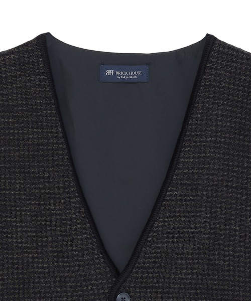BRICK HOUSE by TOKYO SHIRT（ブリックハウス）の「後身布帛 千鳥柄 ジレ（ベスト・メンズ・グレー/ネイビー・M/L/LL/XL）」の8枚目の写真