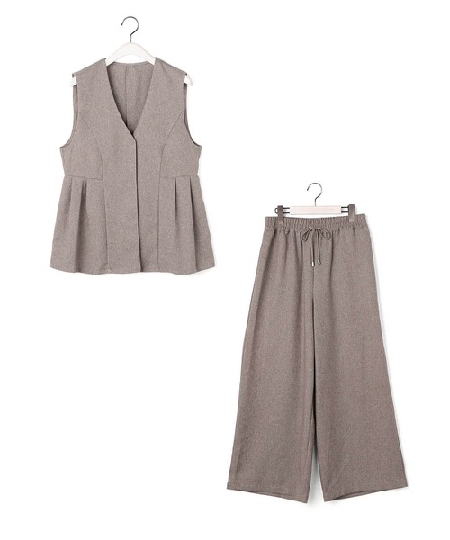 NICOLE white（ニコルホワイト）の「セットアップ【ベスト＆ワイドパンツ】（ワンピース・レディース・ブラウン/グレー・FREE）」の17枚目の写真