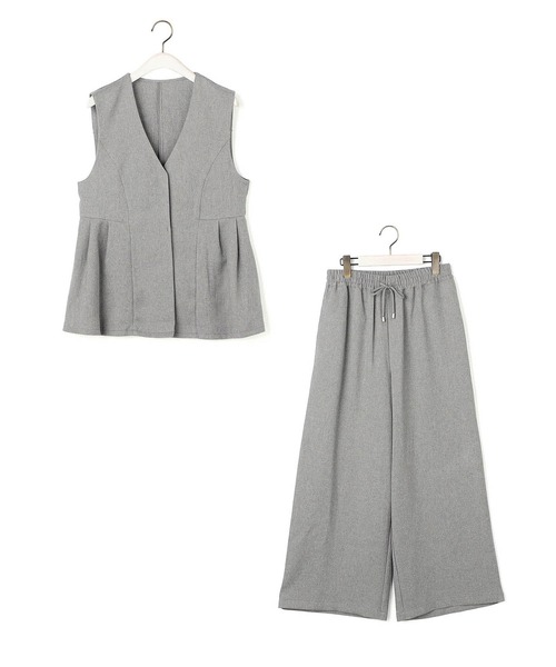 NICOLE white（ニコルホワイト）の「セットアップ【ベスト＆ワイドパンツ】（ワンピース・レディース・ブラウン/グレー・FREE）」の18枚目の写真