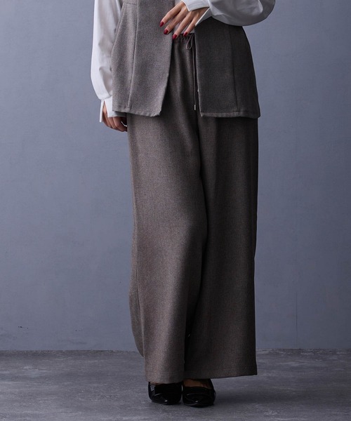 NICOLE white（ニコルホワイト）の「セットアップ【ベスト＆ワイドパンツ】（ワンピース・レディース・ブラウン/グレー・FREE）」の7枚目の写真