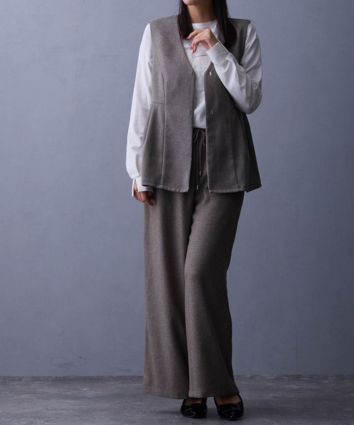 NICOLE white（ニコルホワイト）の「セットアップ【ベスト＆ワイドパンツ】（ワンピース・レディース・ブラウン/グレー・FREE）」の8枚目の写真