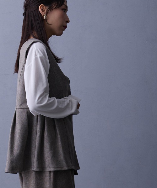 NICOLE white（ニコルホワイト）の「セットアップ【ベスト＆ワイドパンツ】（ワンピース・レディース・ブラウン/グレー・FREE）」の9枚目の写真