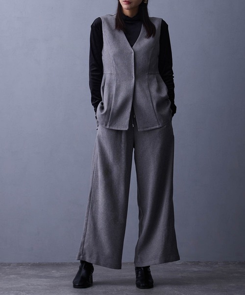 NICOLE white（ニコルホワイト）の「セットアップ【ベスト＆ワイドパンツ】（ワンピース・レディース・ブラウン/グレー・FREE）」の13枚目の写真